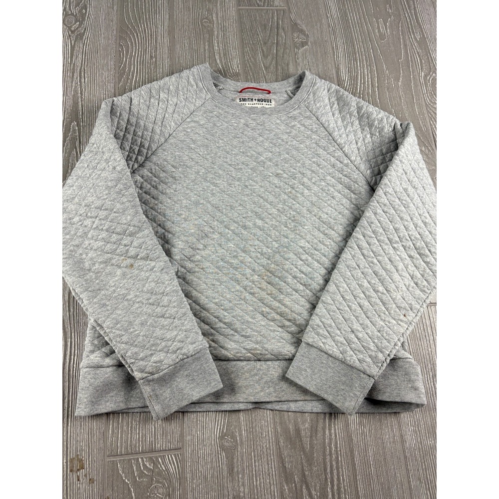 Smith + Rogue Womens Crewneck Quilted Gray Sweatshirt Large Pullover Heathered